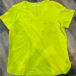 Easy Stretch Scrub Top in Color Cyber Lime, Medium